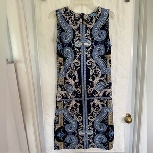 J. McLaughlin Blue and Cream Paisley Dress